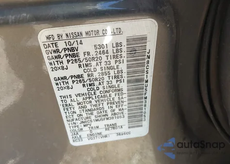 2015 Infiniti Qx70 z USA, uszkodzony, nr VIN JN8CS1MU5FM381053